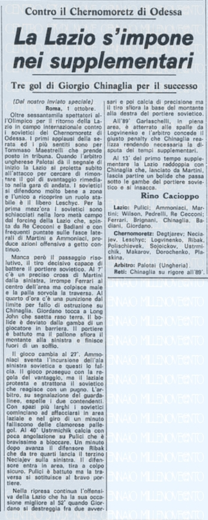 1975.10.02 La Stampa Lazio.Chernomorets 3-0